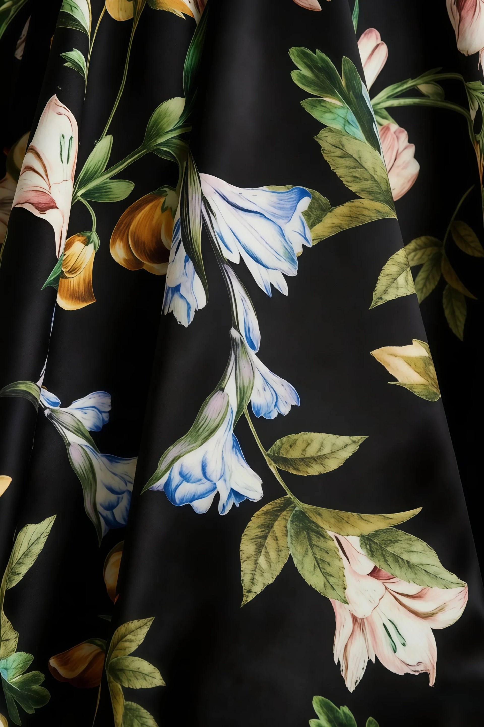 Catherine Black Floral Print Bandeau Ruffle Mini Dress