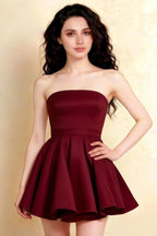 Catherine Burgundy Bandeau Ruffle Mini Dress