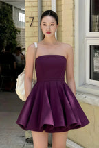 Customer wearing LVLVS Catherine grape bandeau dress for Casual Going Out street style inspiration