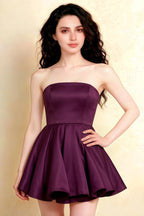 LVLVS Catherine Grape bandeau cocktail dress, figure-flattering bonded crepe mini dress for Day Party