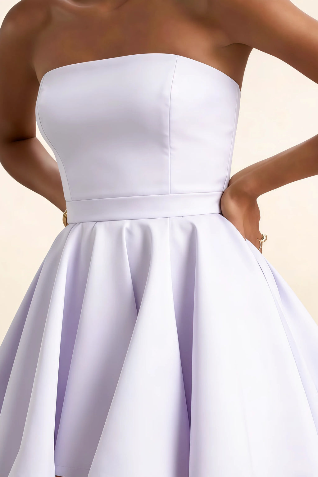 LVLVS White Catherine Bandeau Ruffle Mini Dress for Summer Parties and Formal Events