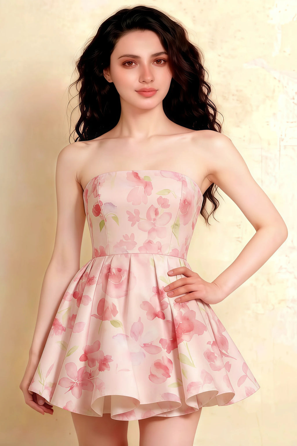 Front close-up of the LVLVS Catherine bandeau mini dress ideal for graduation ceremonies and daytime celebrations