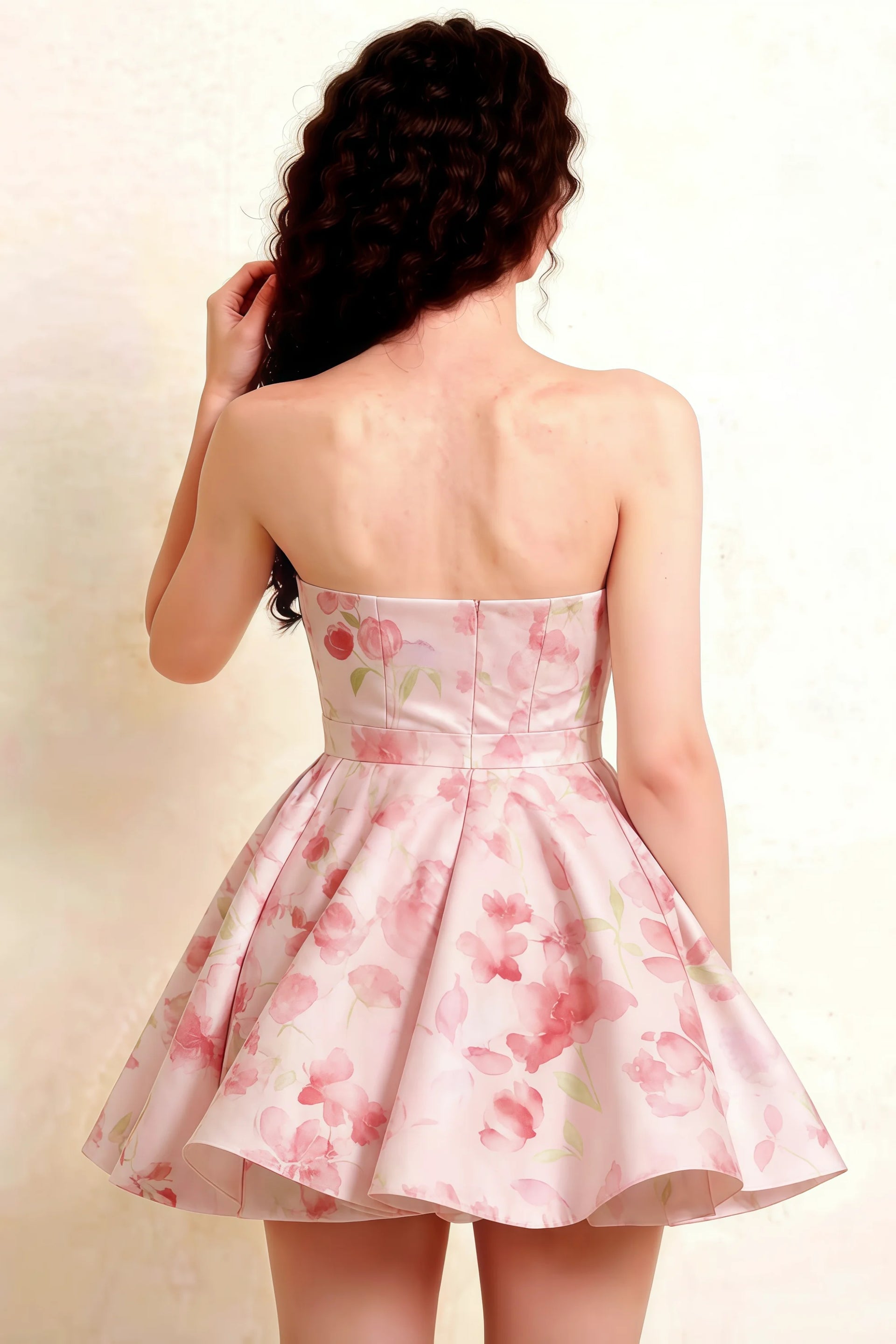 Elegant back design of the LVLVS Catherine dress in bonded crepe for wedding guest and formal daytime events