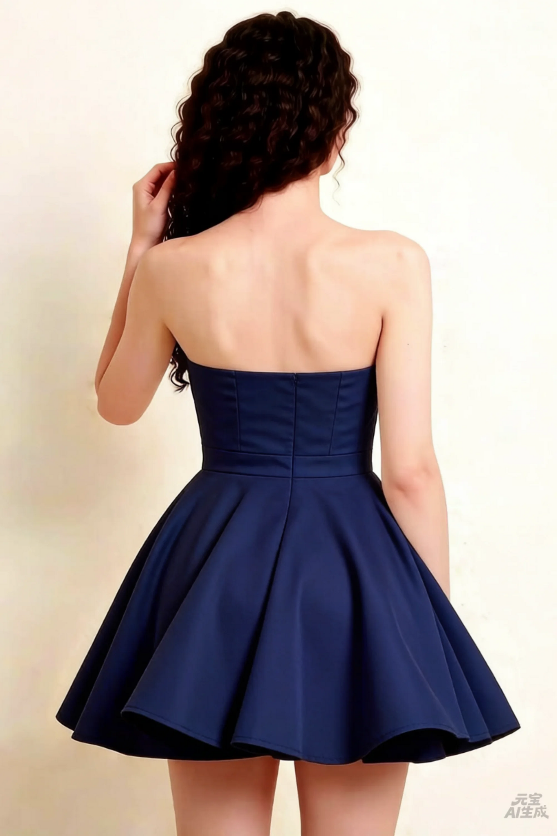 Chic Back Design of LVLVS Catherine Bandeau Dress in Navy for Clubbing and Going Out Nights