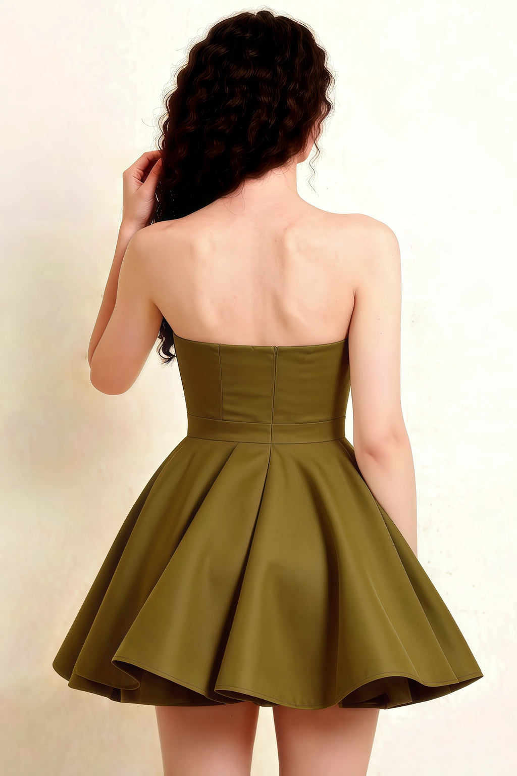 LVLVS Olive Green Catherine Dress Back Detail for Sorority Rush and Going Out Occasions