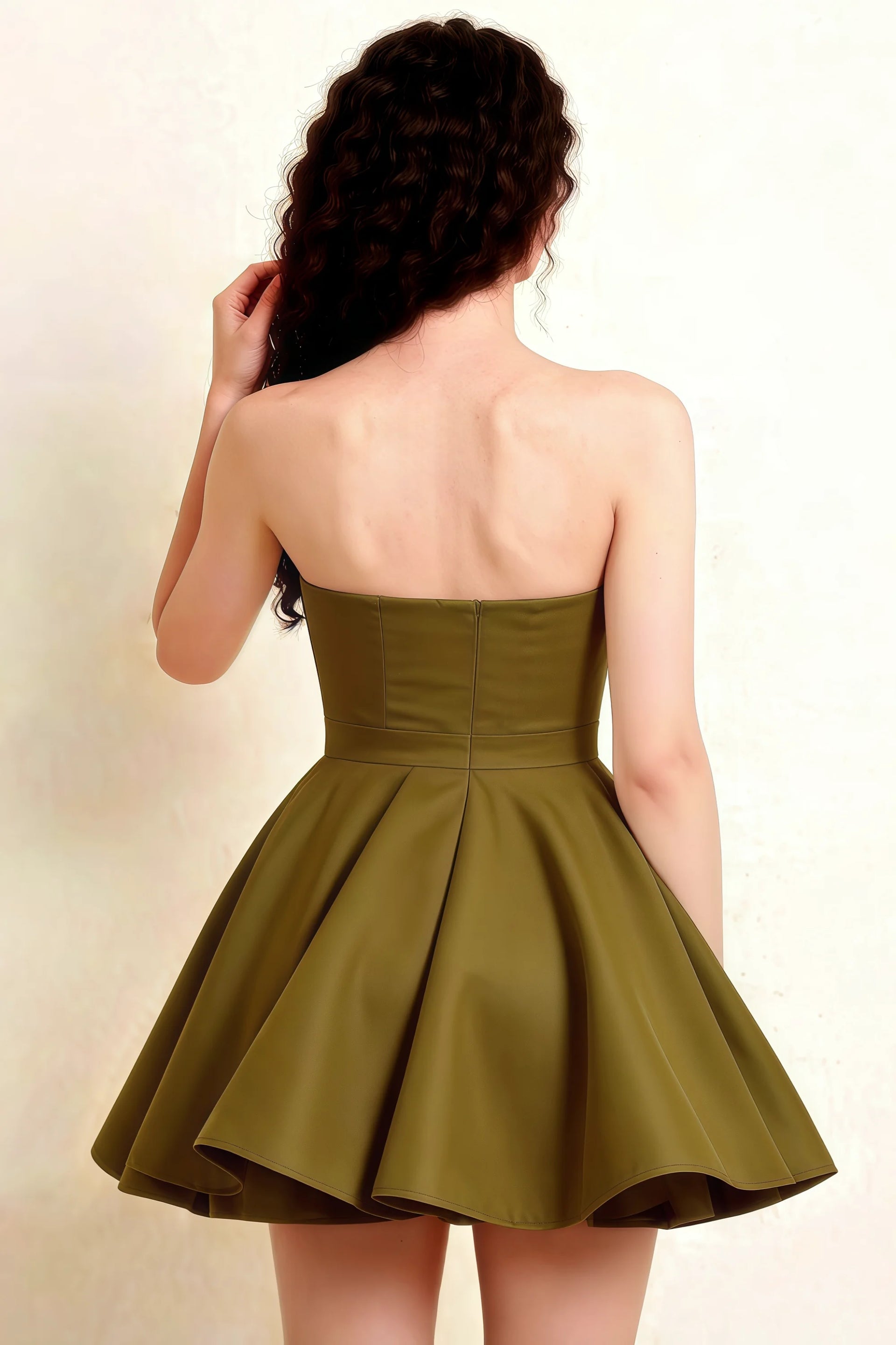 LVLVS Olive Green Catherine Dress Back Detail for Sorority Rush and Going Out Occasions