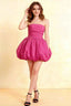 Cathy Hot Pink Puff Ball Strapless Mini Dress with Ruching Details