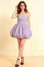 Cathy Lavender Puff Ball Strapless Mini Dress with Ruching Details