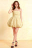 Cathy Lemon Puff Ball Strapless Mini Dress with Ruching Details