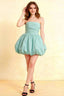 Cathy Powder Blue Puff Ball Strapless Mini Dress with Ruching Details