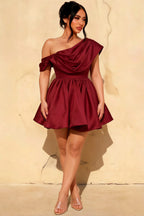 Real Customer Wearing LVLVS Cecilia Burgundy Mini Dress for Birthday Celebrations and Homecoming Events