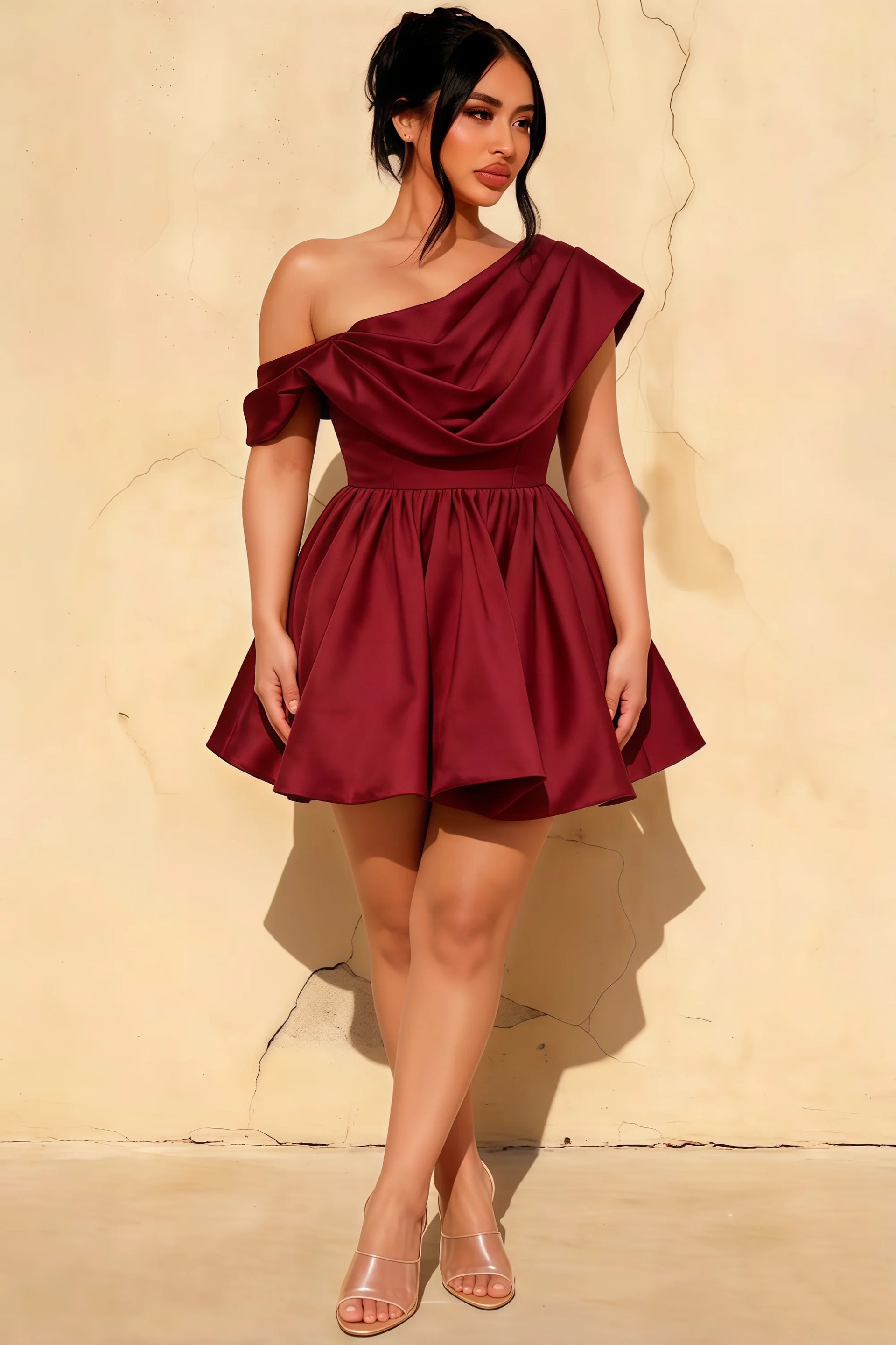 Real Customer Wearing LVLVS Cecilia Burgundy Mini Dress for Birthday Celebrations and Homecoming Events