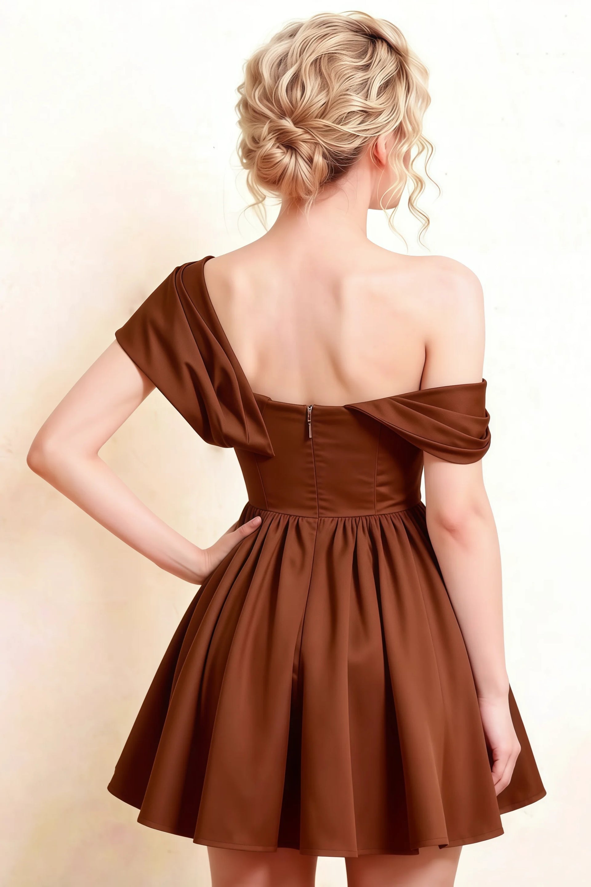 LVLVS Cecilia Chocolate Dress Back Zipper Design - Open Back Semi - Formal Sorority Rush & Party Dress