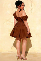 Plus Size LVLVS Cecilia Chocolate Dress Back View - Flattering Semi - Formal Day Party & Wedding Guest Look