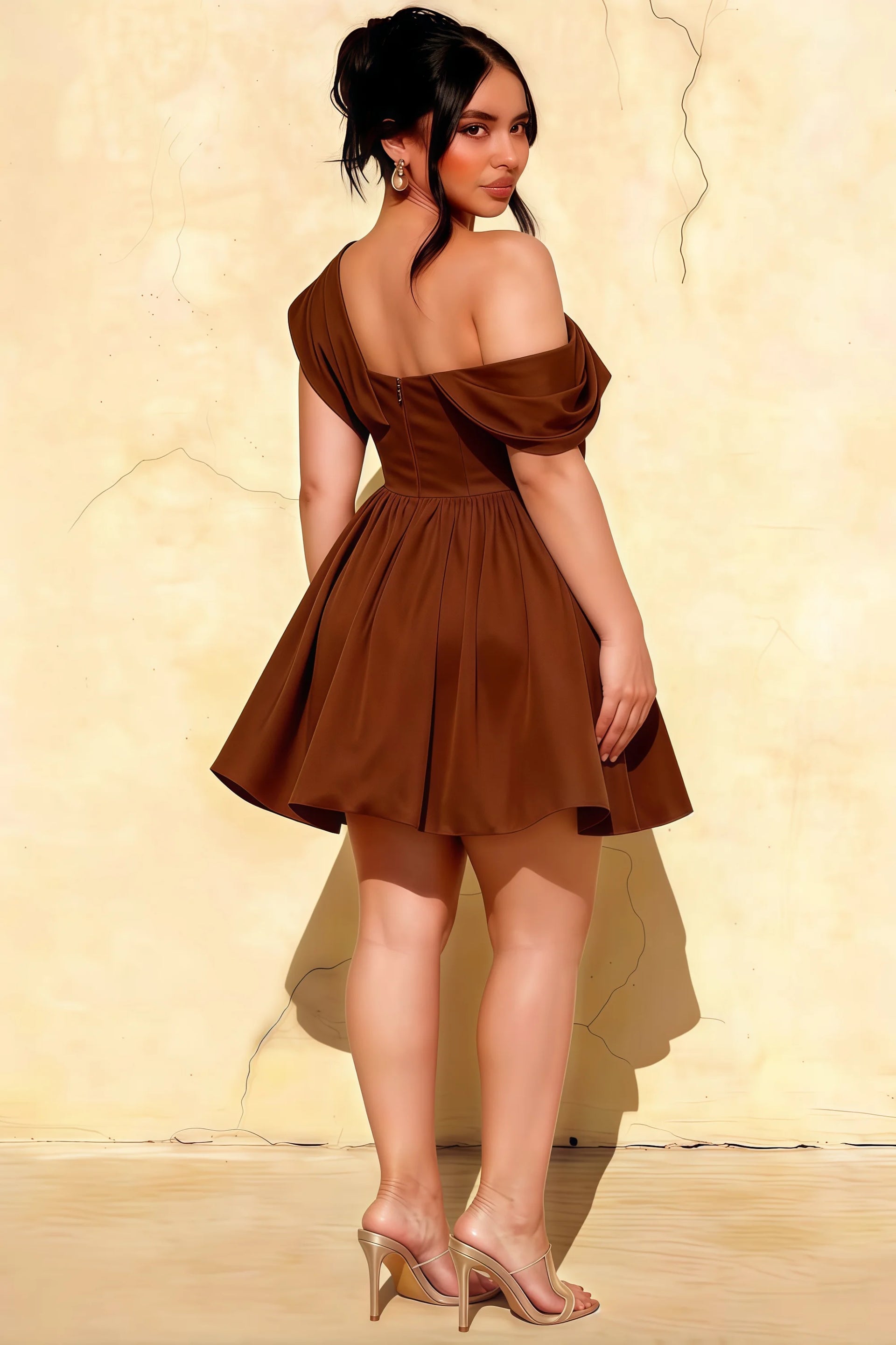 Plus Size LVLVS Cecilia Chocolate Dress Back View - Flattering Semi - Formal Day Party & Wedding Guest Look