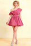 Cecilia Hot Pink One Shoulder Mini Skater Dress with Draped Asymmetric Neck