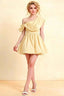 Cecilia Lemon One Shoulder Mini Skater Dress with Draped Asymmetric Neck