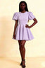LVLVS Celia lavender stretch crepe puff sleeve mini dress for cocktail party and prom