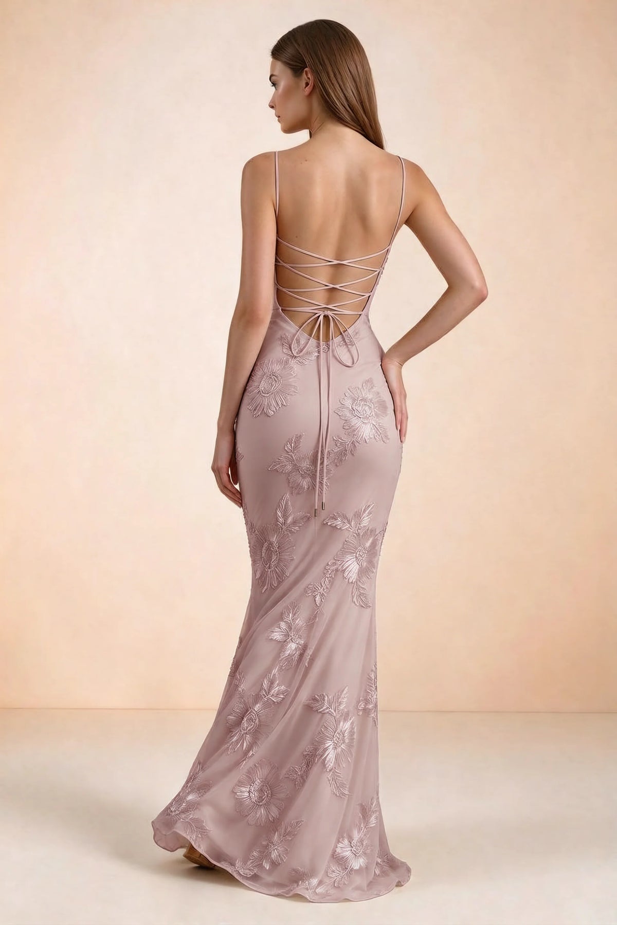 Celine Dusty Lilac Floral Embroidered Corset Mermaid Maxi Dress