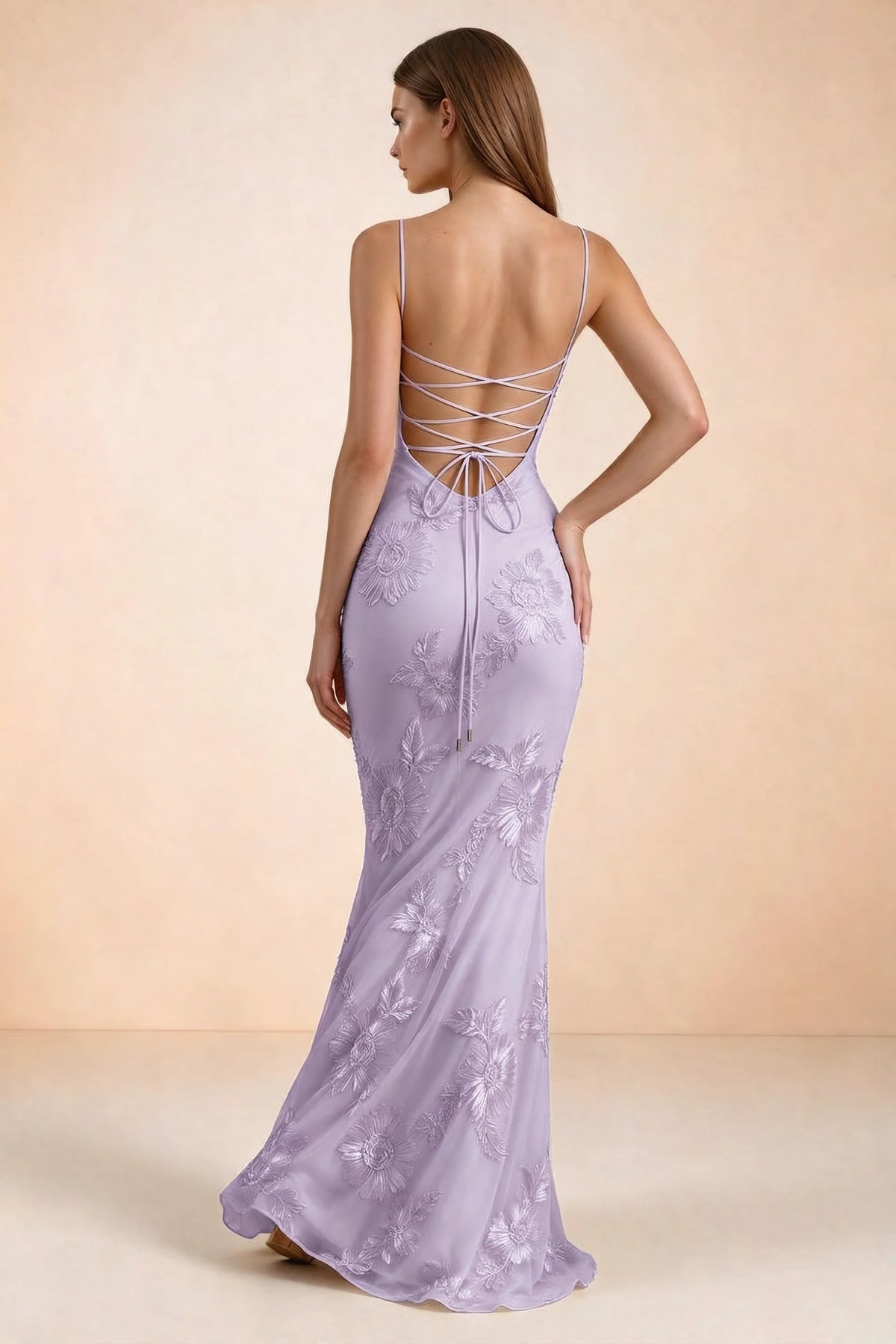 Celine Wisteria Floral Embroidered Corset Mermaid Maxi Dress