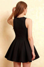 Back detail of black Cheryl round neck dress, showcasing the tailored fit and invisible back zipper, perfect for formal dinners