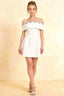 Christy White Off the Shoulder Rhinestones Mini Dress