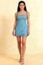 Claire Light Blue Lace A-line Square Neck Mini Dress