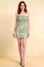 Sage green Clara dress satin bodycon corset strapless pleated mini dress for semi-formal party