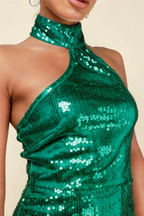 Clarissa Emerald Sequin Bodycon Halter Neck Mini Dress | Club & Party Dress