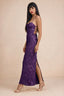 Clementine Plum 3D Floral Sweetheart Maxi Dress