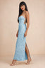 Clementine Sky Blue 3D Floral Sweetheart Maxi Dress