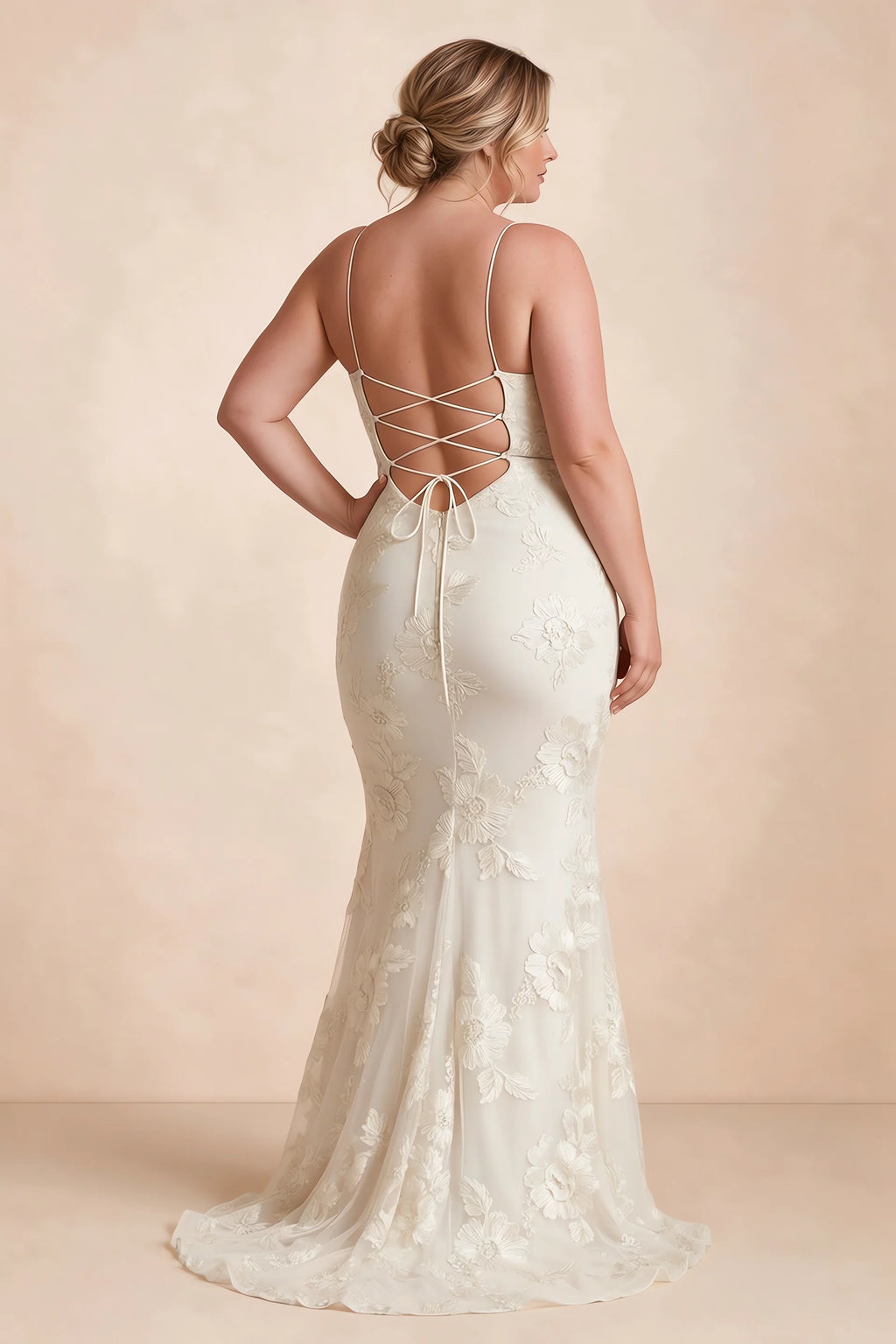 Cordelia Ivory Floral Appliqué Mermaid Maxi Dress