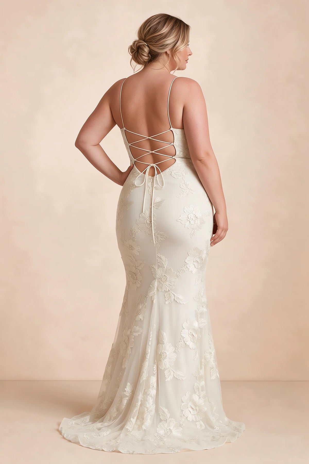 Cordelia Ivory Floral Appliqué Mermaid Maxi Dress