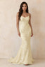 Cordelia Lemon Floral Appliqué Mermaid Maxi Dress