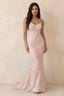 Cordelia Light Pink Floral Appliqué Mermaid Maxi Dress