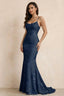Cordelia Navy Floral Appliqué Mermaid Maxi Dress