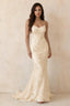 Cordelia Yellow Floral Appliqué Mermaid Maxi Dress