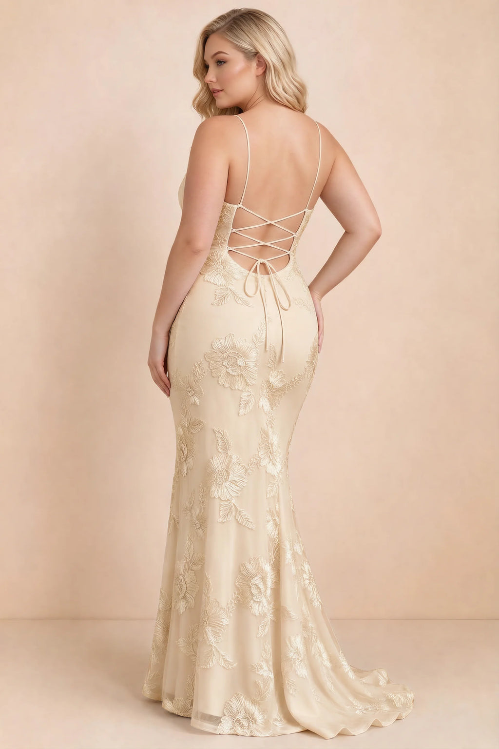 Cordelia Yellow Floral Appliqué Mermaid Maxi Dress