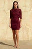 Cynthia Burgundy Bodycon Bandeau Mini Dress with Cape
