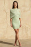 Cynthia Mint Mermaid Cape Mini Dress with Ruched-Detailing