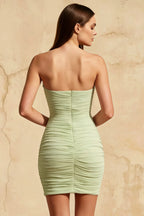 Cynthia Mint Mermaid Cape Mini Dress with Ruched-Detailing
