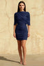 Cynthia Navy Bodycon Cape Mini Dress | Ruched Cocktail & Party Dress