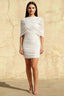 Cynthia White Bodycon Strapless Cape Mini Dress with Ruched