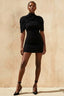 Daisy Black Bodycon High Neck Mini Dress with Cape