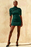 Daisy Emerald Bodycon High Neck Mini Dress with Cape