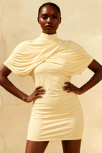 Daisy Lemon Bodycon High Neck Mini Dress with Cape