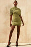 Daisy Olive Bodycon High Neck Mini Dress with Cape