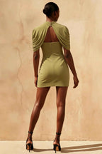 Daisy Olive Bodycon High Neck Mini Dress with Cape