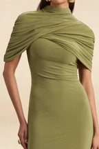Daisy Olive Bodycon High Neck Mini Dress with Cape