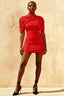 Daisy Red Bodycon High Neck Mini Dress with Cape